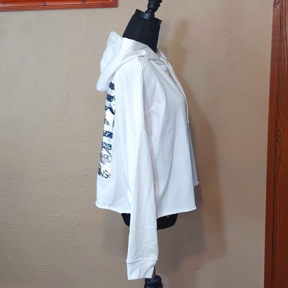 NWT Women's Calvin Klein Patriotic Crop Terry Cotton Hoodie - Picture 4 of 10